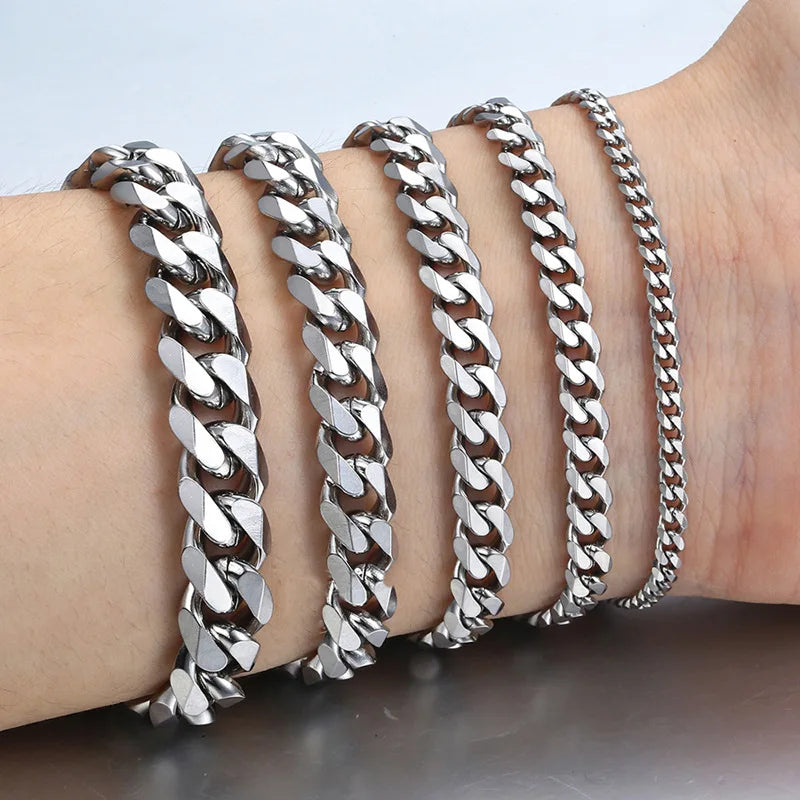 Classic Stainless Steel Cuban Chain – Unisex Bracelet Gift