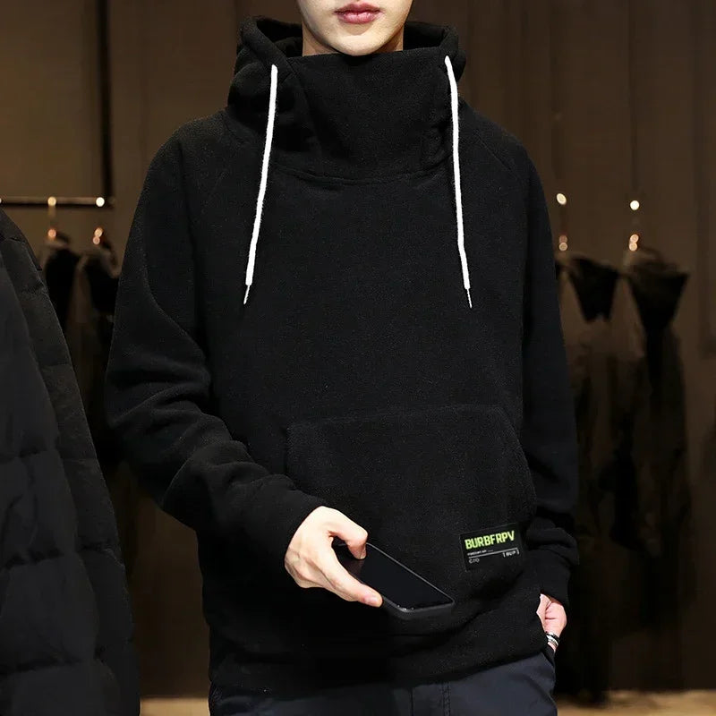 Men's Oversized Fleece Y2K Hoodie – Winter Streetwear, Windproof