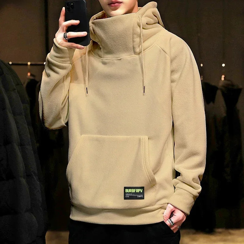 Men's Oversized Fleece Y2K Hoodie – Winter Streetwear, Windproof