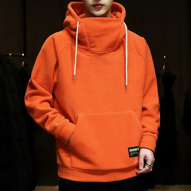Men's Oversized Fleece Y2K Hoodie – Winter Streetwear, Windproof
