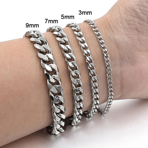 Classic Stainless Steel Cuban Chain – Unisex Bracelet Gift