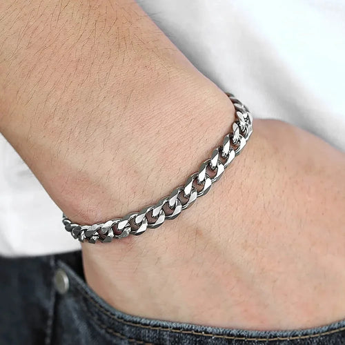 Classic Stainless Steel Cuban Chain – Unisex Bracelet Gift